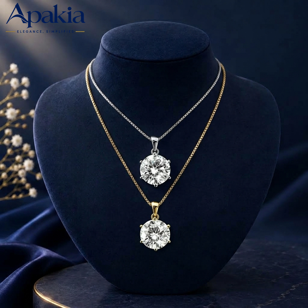 قلادة سوليتير مويسانيتي الفاخرة - Apakia