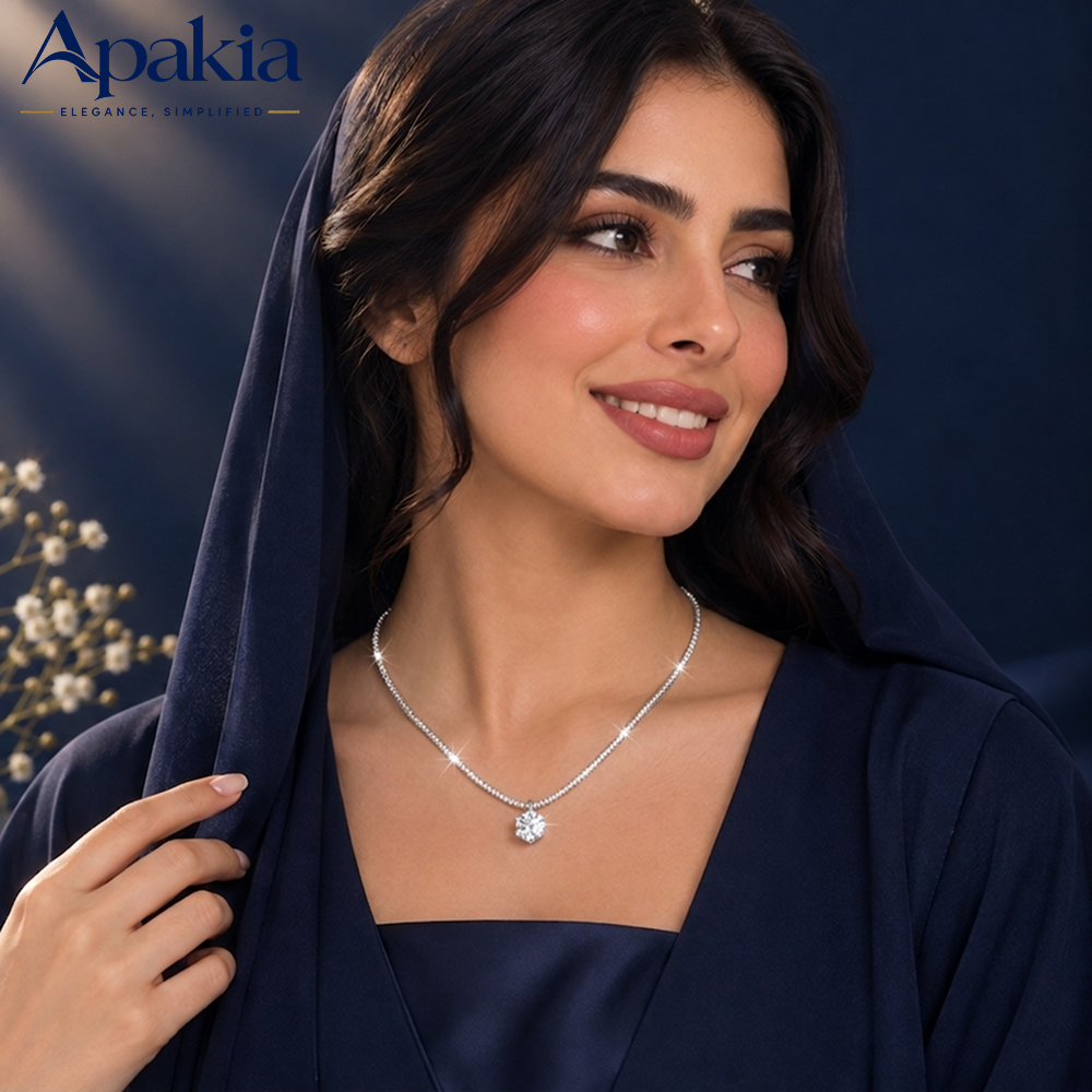 قلادة سوليتير مويسانيتي الفاخرة - Apakia