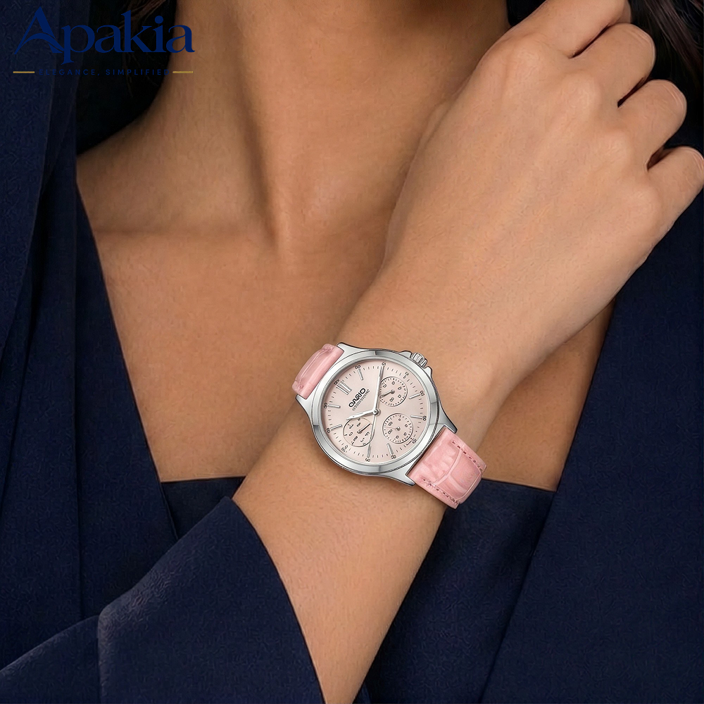 ساعة كاسيو للنساء مقاومة للماء، ساعة يد كوارتز مضيئة، ساعة نسائية LTP-V300L-4A