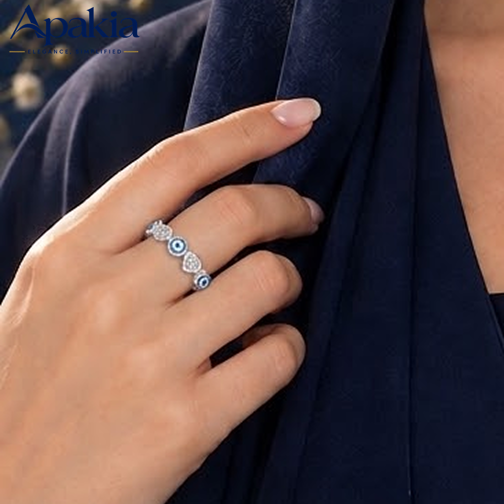 خاتم "Evil Eye" الناعم من الفضة الإسترلينية 925