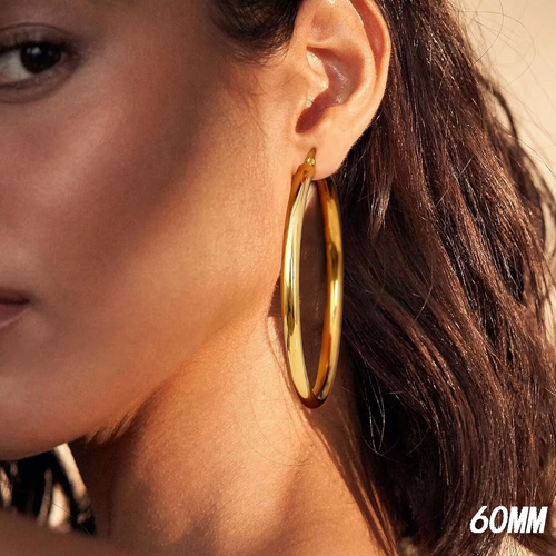 Drperfect 14K مطلية بالذهب مكتنزة هوب أقراط للنساء