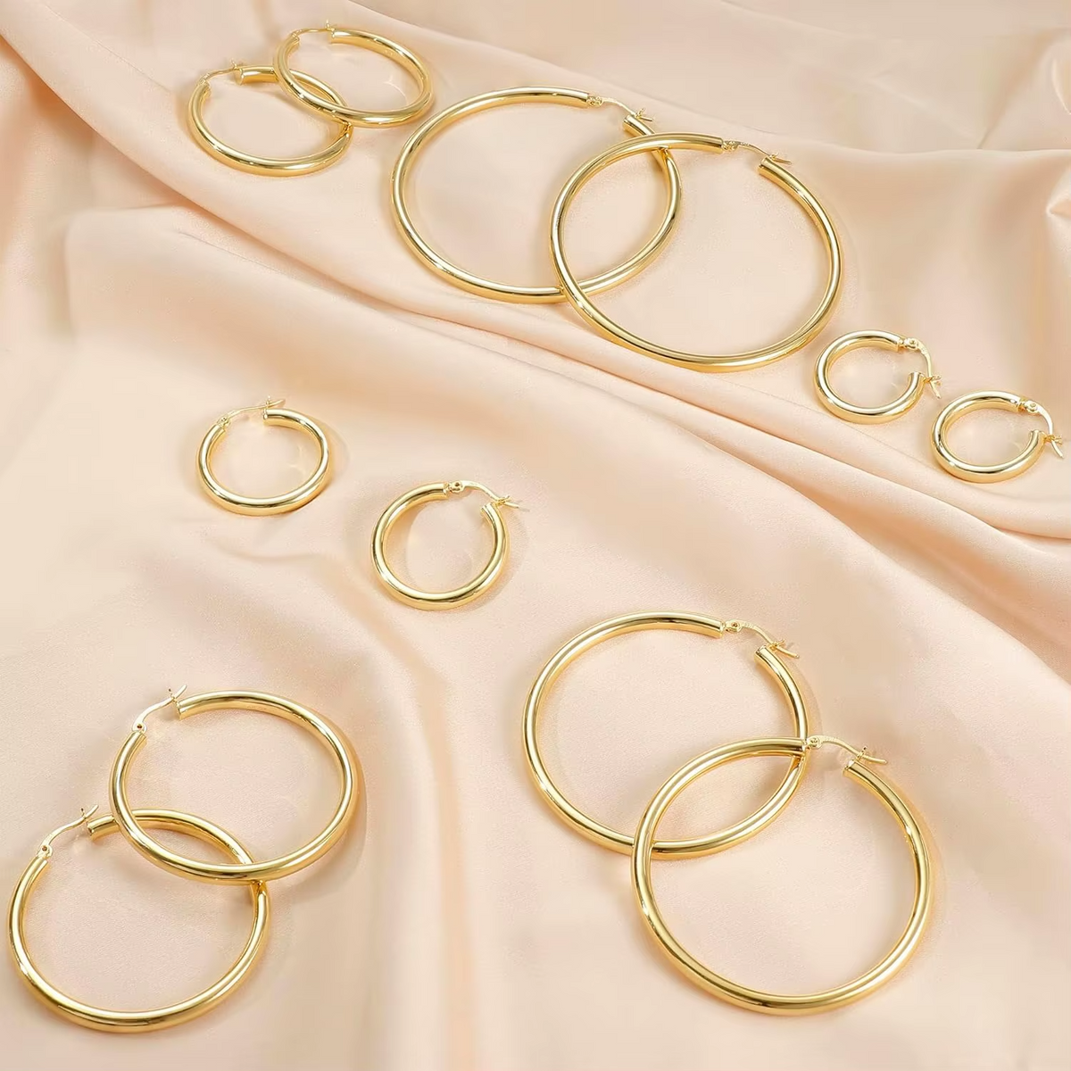 Drperfect 14K مطلية بالذهب مكتنزة هوب أقراط للنساء