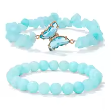 2 قطع روز كوارتز مطرز سوار كريستال فراشة