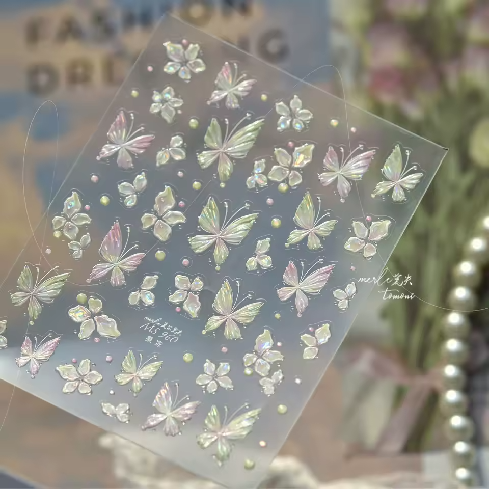 ستيكرات اظافر , زهور الفراشة ثلاثية الأبعاد | 3D Jelly Bloom