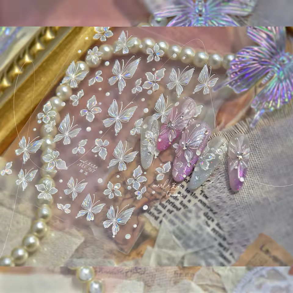 ستيكرات اظافر , زهور الفراشة ثلاثية الأبعاد | 3D Jelly Bloom