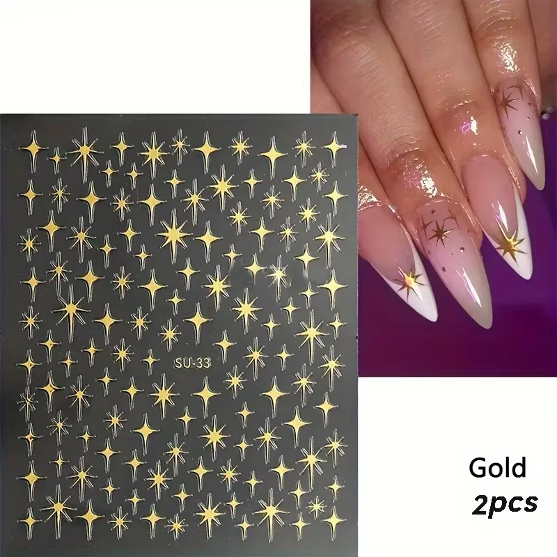 نجوم الفرنش الفاخرة | Gold & Silver Starburst Art