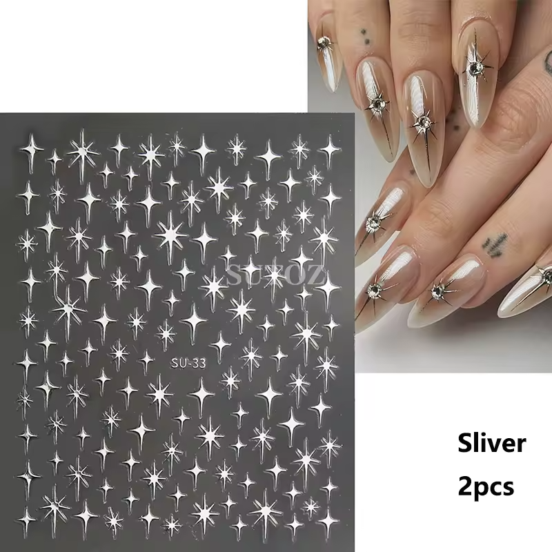 نجوم الفرنش الفاخرة | Gold & Silver Starburst Art